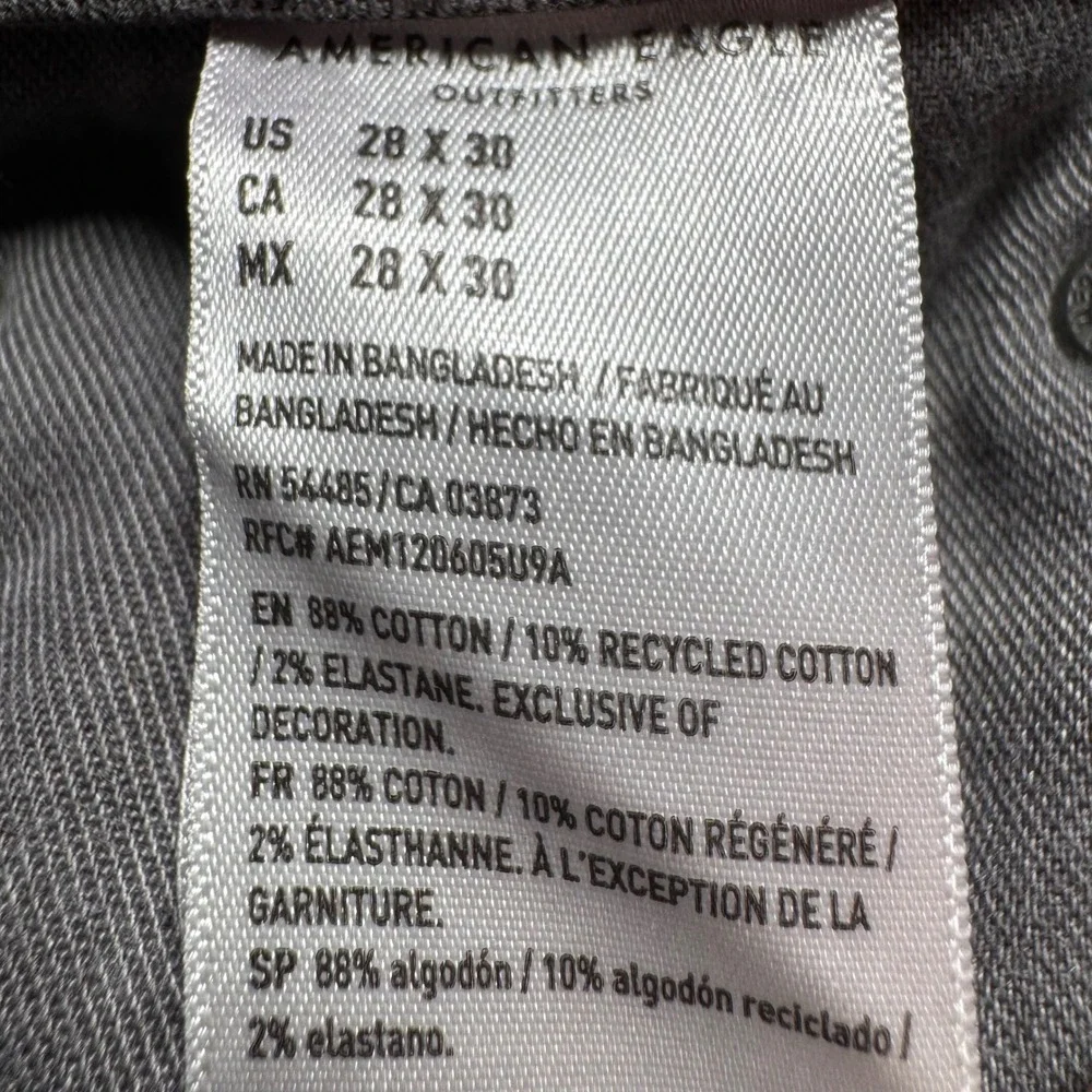 American Eagle Jeans 28x30 ‎ Slim Straight Gray Jeans Airflex+  Faded Denim